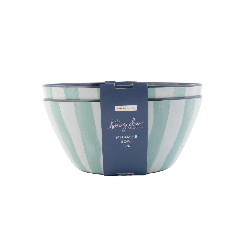 Honeydew Melamine Bowl 2pk - BLUE STRIPE